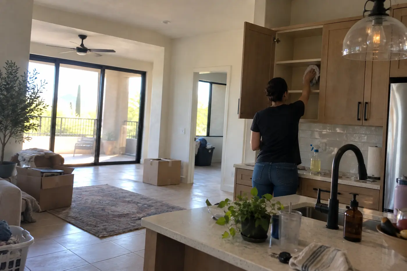Clean unfurnished Tempe apartment ready after move-out cleaning
